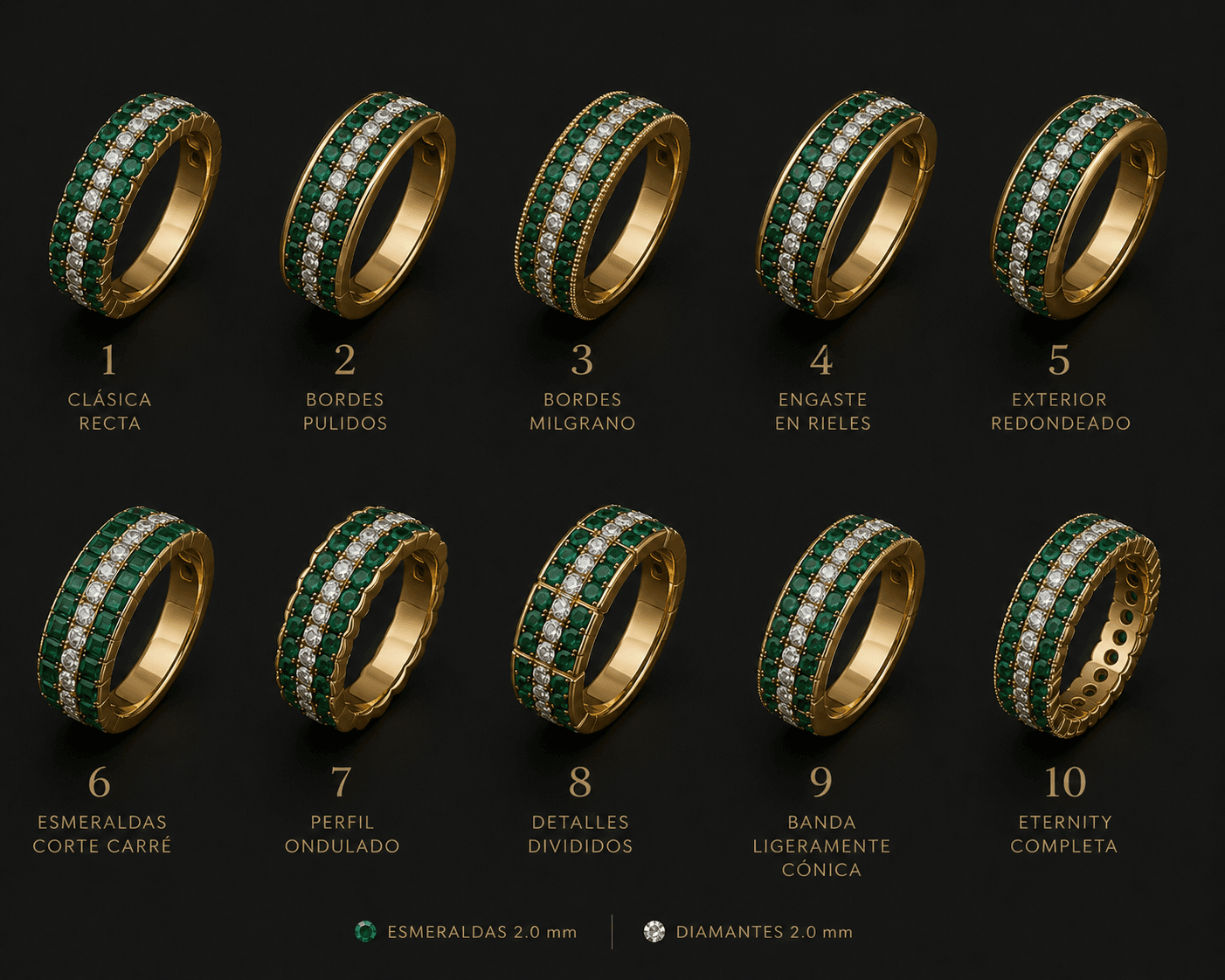 Anillos Oro Diamante y Esmeraldas