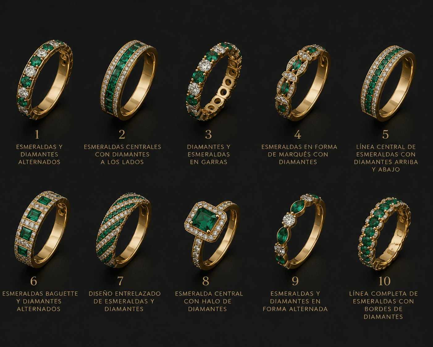 Anillos Esmeraldas y Diamantes