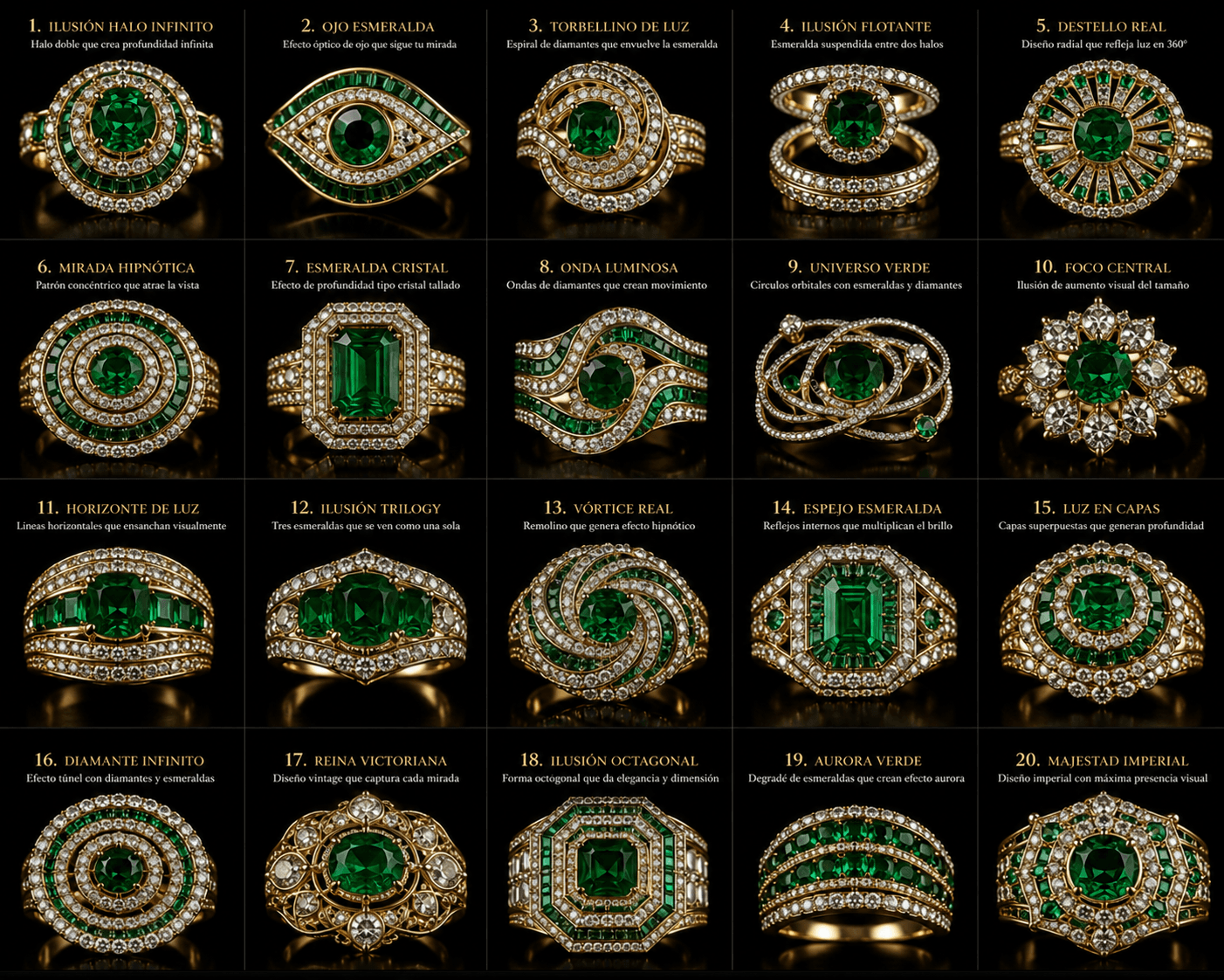 Anillos Oro Esmeraldas y Diamantes