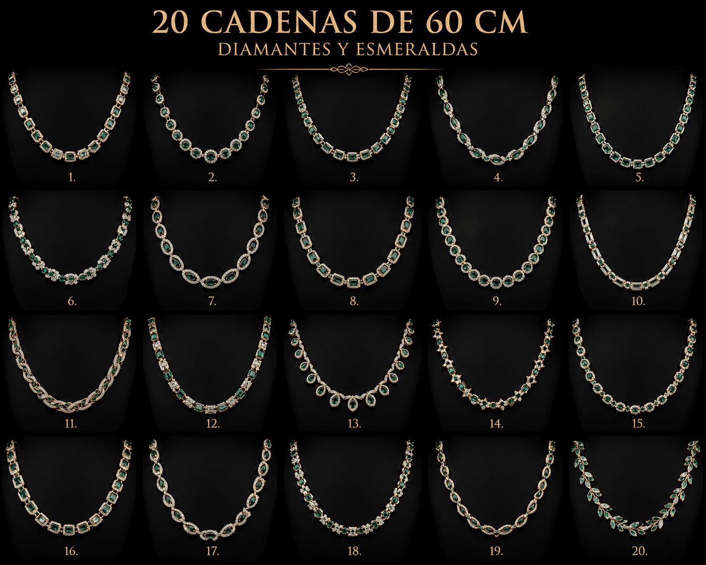 Cadenas 20cm Diamantes y Esmeraldas