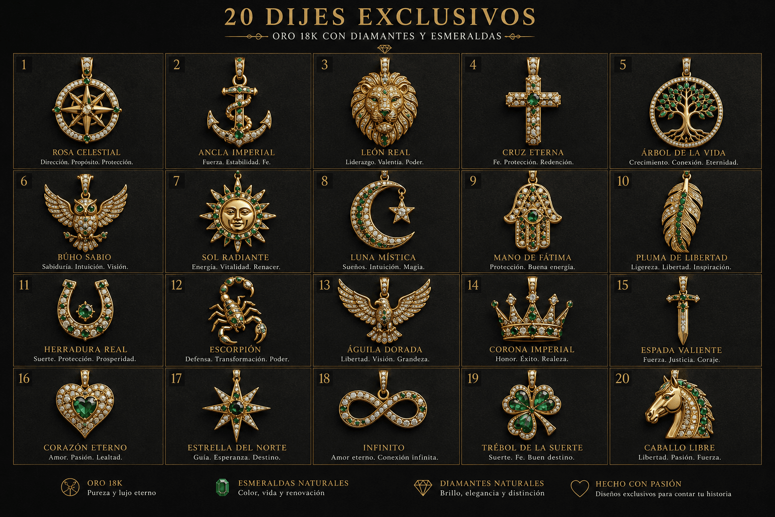 Catálogo 20 Dijes Exclusivos Rosa Celestial León Cruz Ángel Luna