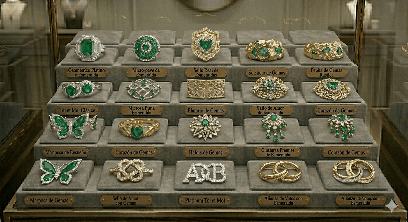 Catálogo Joyas Esmeralda Anillos Mariposa Letra B Sexta Colección