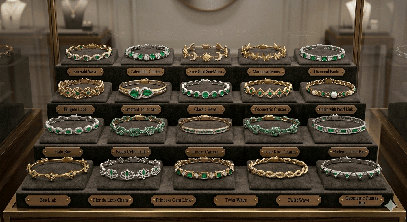 Catálogo Pulseras Brazaletes Oro Esmeraldas