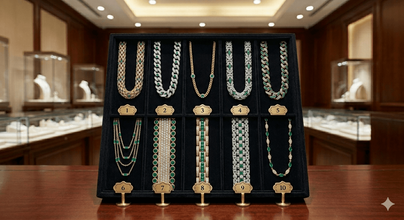 Vitrina Collares Cadenas Oro Esmeralda Diamantes
