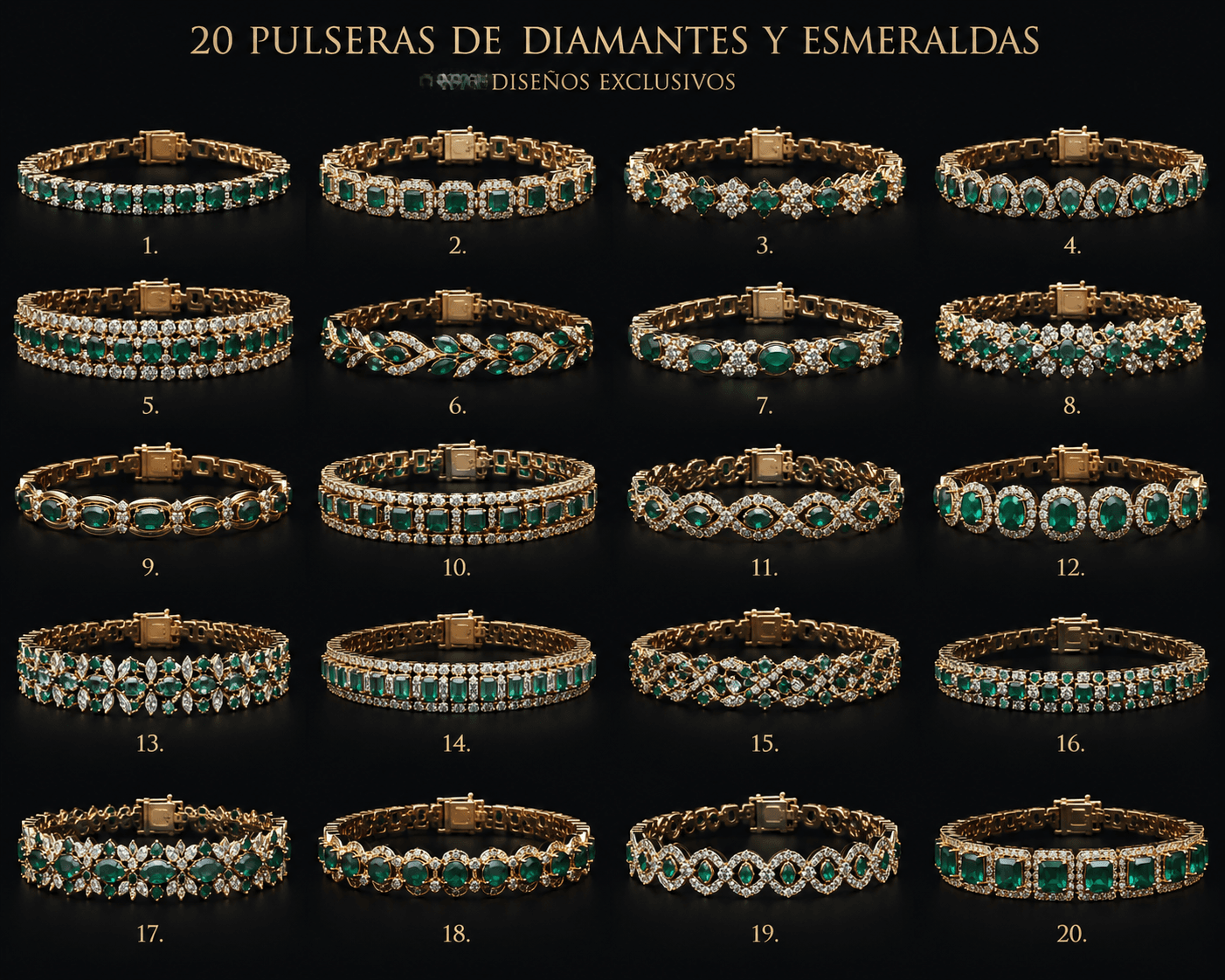 Pulseras Diamantes y Esmeraldas